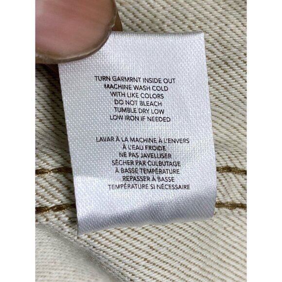 Oat New York Womens Denim Crop Backvent Jacket Khaki Buttons Pockets Collared L - Picture 7 of 9